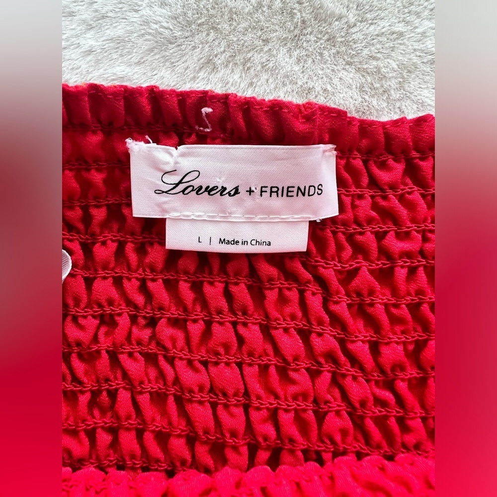 Lovers + Friends Red Floral Smocked Mini Skirt with Ruffle Hem Large - Picture 5 of 8